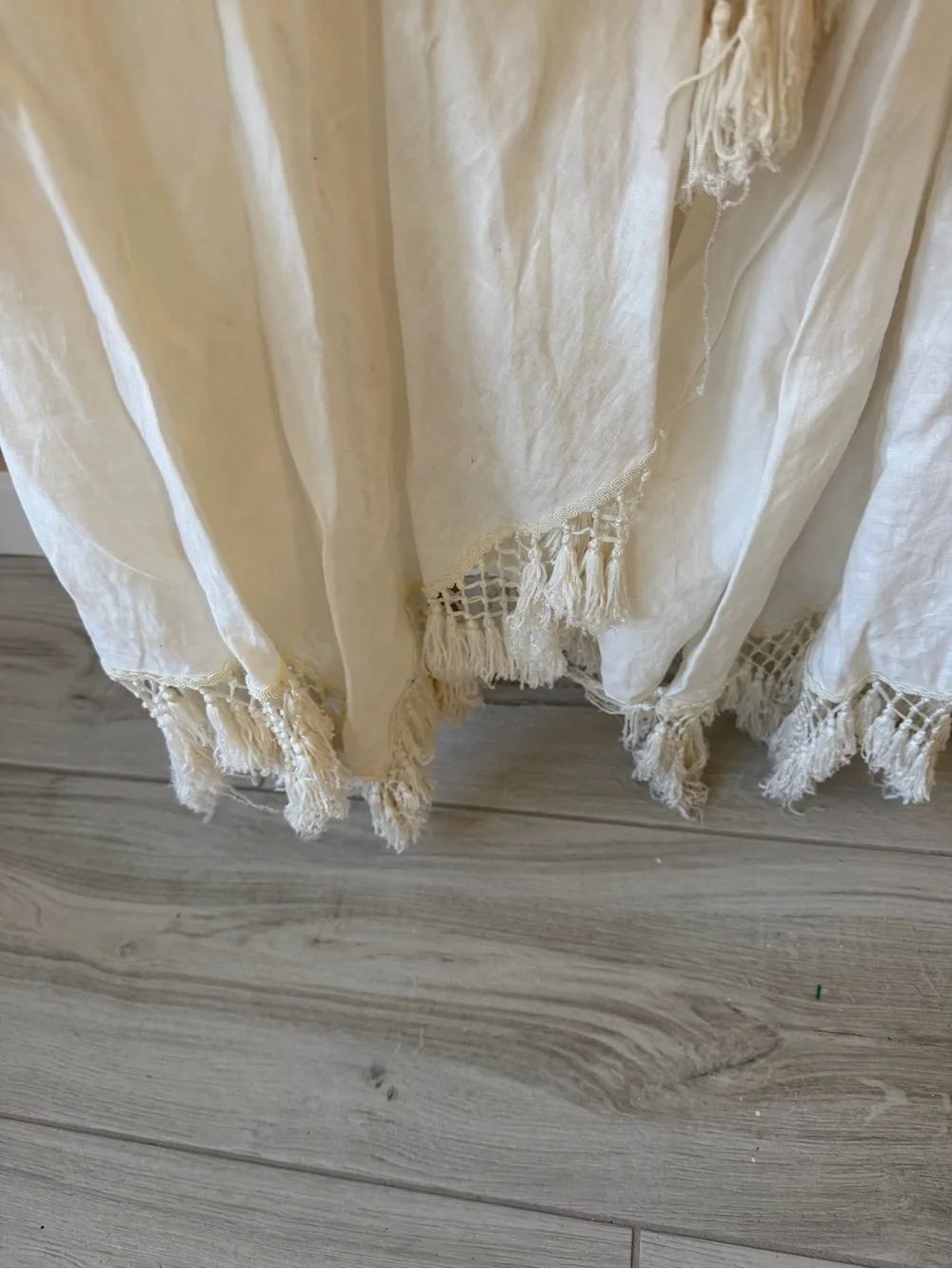 Zara Linen Ivory Tassel-Trim Wrap Maxi dress